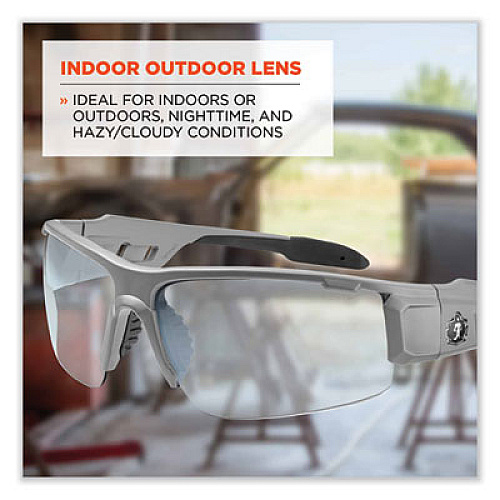 ergodyne Skullerz Dagr Safety Glasses, Matte Gray Half Frame, Clear Single I/O Lens (52180)