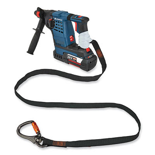 ergodyne Squids 3129 Tool Lanyard with Double-Locking Swivel Carabiner + Loop, 40 lb Max Working Capacity, 76" Long, Black (19137)