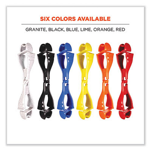 ergodyne Squids 3400 Dual Clip Glove Clip Holder, 1 x 1 x 6.5, Acetal Copolymer, Red, 100/Pack (19313BULK)