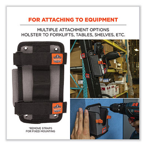 ergodyne Squids 5543 Handheld Barcode Scanner Mount Holder with Fastener Straps, 2 Compartments, 3.5 x 2.5 x 7.3, Gray (19185)