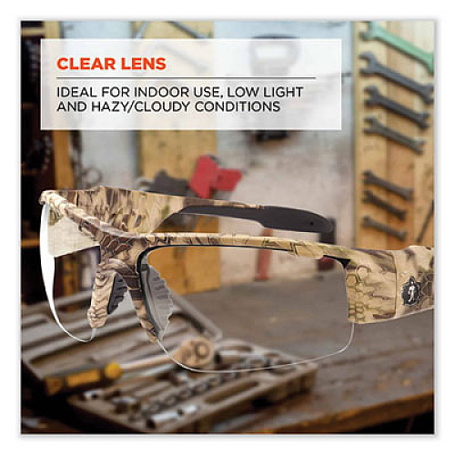 ergodyne Skullerz Dagr Safety Glasses, Kryptek Highlander Half Frame, Clear Single Lens (52300)