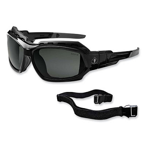 ergodyne Skullerz Loki Safety Glasses/Goggles, Black Full Frame, Polarized Smoke Dual Lens (56031)