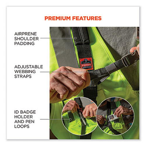 ergodyne Squids 3138 Padded Barcode Scanner Lanyard Harness, 27" Arm Straps, 18.5" Lanyard, Black/Orange/Gray (19188)