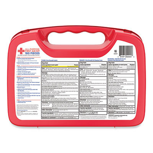 Johnson & Johnson Red Cross All-Purpose First Aid Kit, 160 Pieces, Plastic Case (202045)