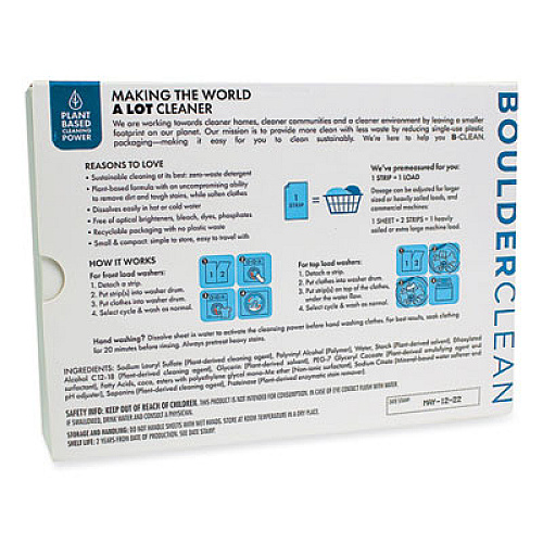 Boulder Clean Laundry Detergent Sheets, Free and Clear, 40/Pack (607476EA)