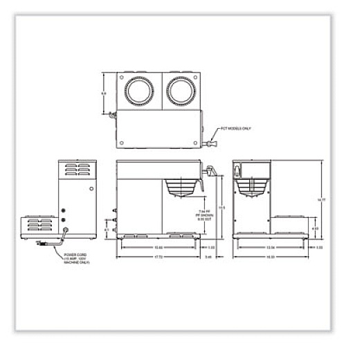 BUNN Axiom 15-3 12-Cup Low Profile Automatic Coffee Brewer, Gray/Stainless Steel (387000002)
