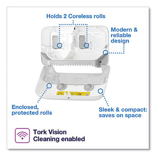 Tork Elevation Coreless High Capacity Bath Tissue Dispenser, 14.17 x 5.08 x 8.23, White (473200)