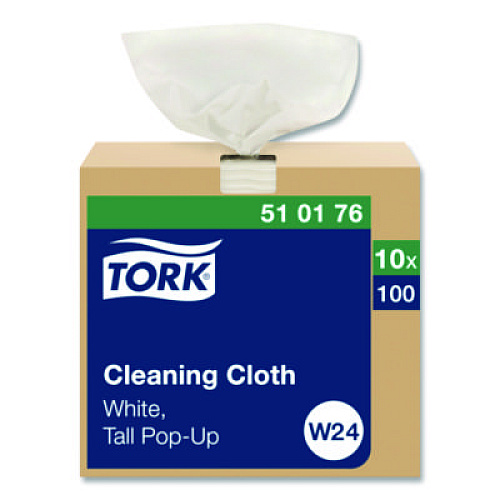 Tork Cleaning Cloth, 8.46 x 16.13, White, 100 Wipes/Box, 10 Boxes/Carton (510176)