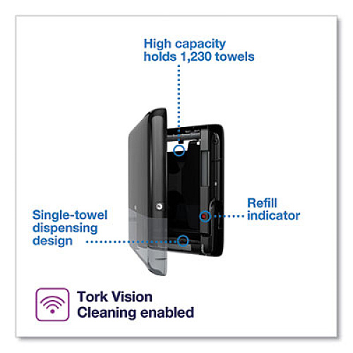 Tork PeakServe Continuous Hand Towel Dispenser, 14.44 x 3.97 x 19.3, Black (552538)