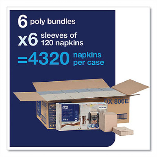 Tork Xpressnap Fit Interfold Dispenser Napkins, 2-Ply, 6.5 x 8.39, Natural, 120/Pack, 36 Packs/Carton (DX806E)