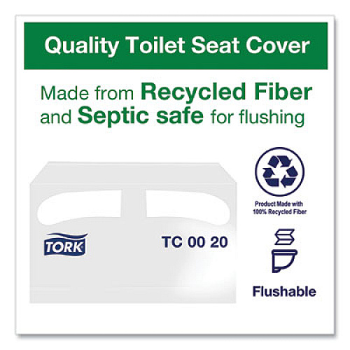 Tork Toilet Seat Cover, Half-Fold, 14.5 x 17, White, 250/Pack, 20 Packs/Carton (TC0020)