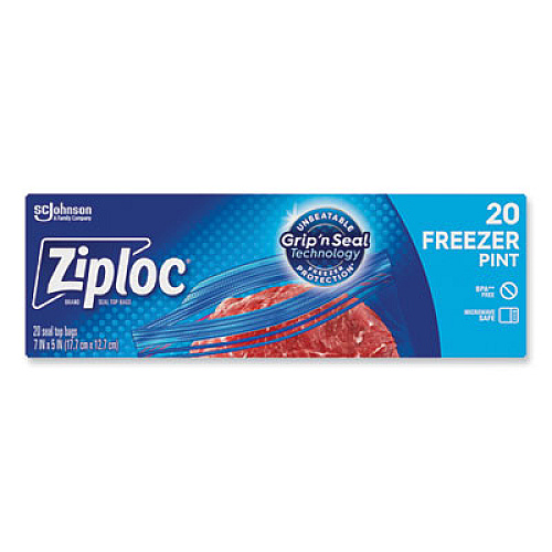 Ziploc Zipper Freezer Bags, 16 oz, 7" x 5", Clear, 240/Carton (314443CT)