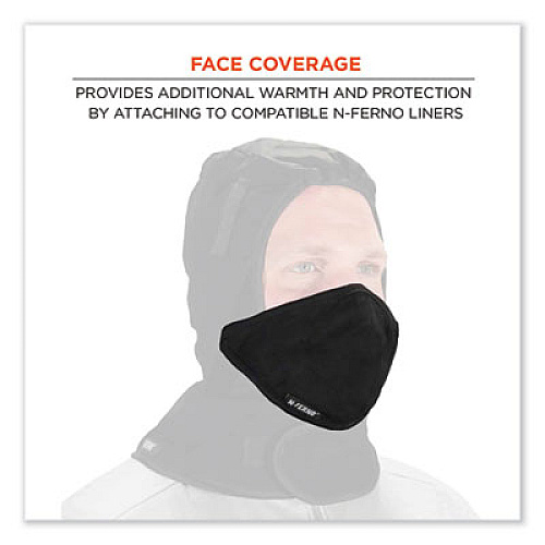 ergodyne N-Ferno 6870 2-Layer Thermal Mouthpiece, Fleece/Cotton, Black, One Size Fits Most (16870)