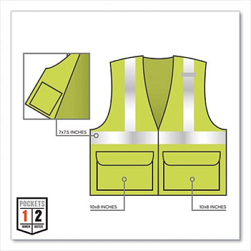 ergodyne GloWear 8225Z Class 2 Standard Solid Vest, Polyester, Lime, Small/Medium (21163)
