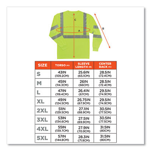 ergodyne GloWear 8391 Class 3 Hi-Vis Long Sleeve Shirt, Polyester, Lime, Medium (21703)