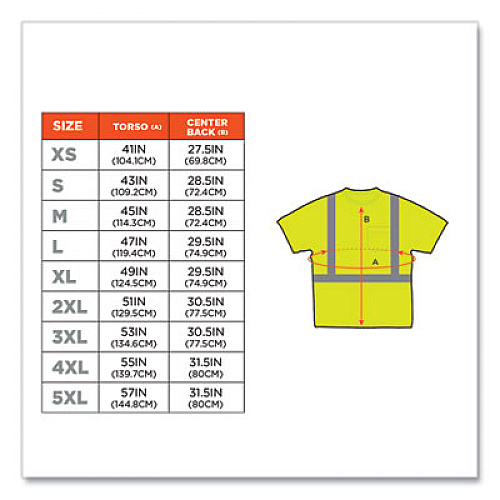 ergodyne GloWear 8289 Class 2 Hi-Vis T-Shirt, Polyester, Lime, X-Small (21501)