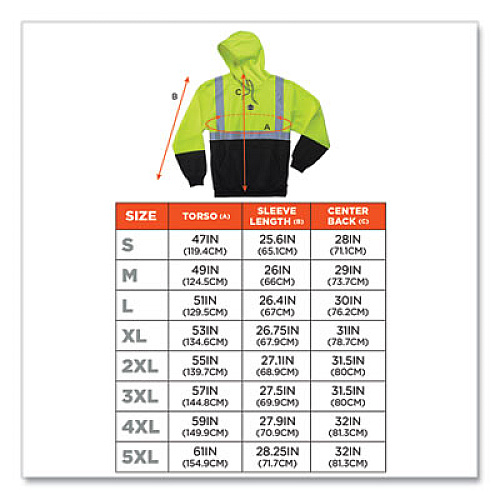 ergodyne GloWear 8293 Hi-Vis Class 2 Hooded Sweatshirt Black Bottom, Polar Fleece, 2X-Large, Lime (21686)