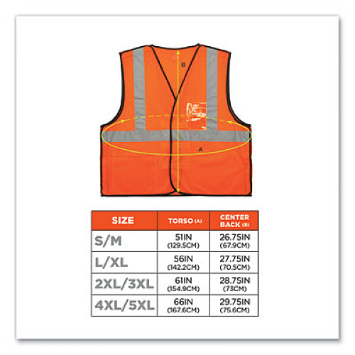 ergodyne GloWear 8216BA Class 2 Breakaway Mesh ID Holder Vest, Polyester, Large/X-Large, Orange (21085)
