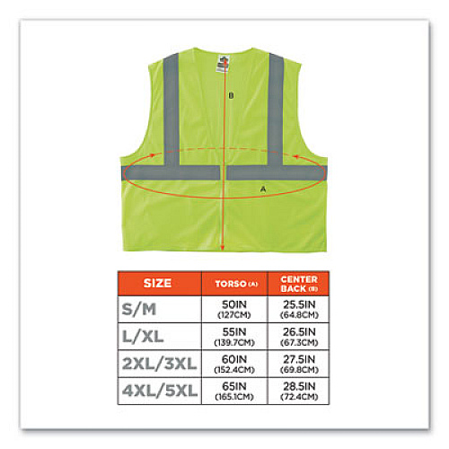 ergodyne GloWear 8205Z Class 2 Super Economy Mesh Vest, Polyester, Lime, 4X-Large/5X-Large (20999)