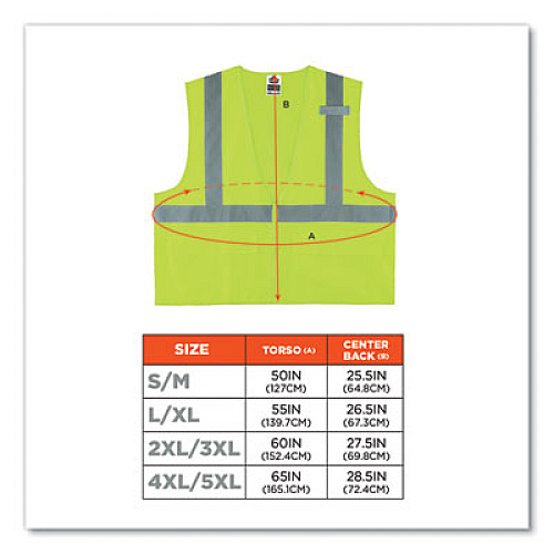 ergodyne GloWear 8225Z Class 2 Standard Solid Vest, Polyester, Lime, 2X-Large/3X-Large (21167)