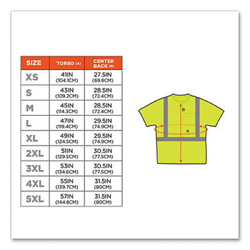 ergodyne GloWear 8289 Class 2 Hi-Vis T-Shirt, Polyester, Lime, 5X-Large (21509)