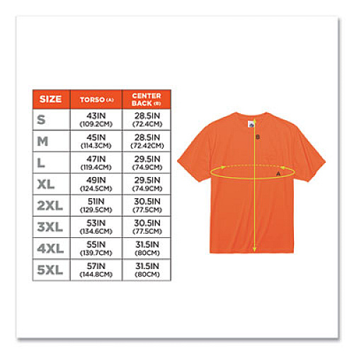 ergodyne GloWear 8089 Non-Certified Hi-Vis T-Shirt, Polyester, Small, Orange (21562)
