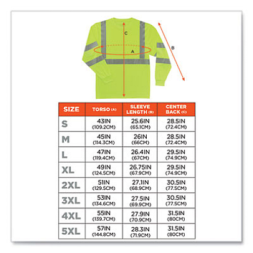ergodyne GloWear 8391 Class 3 Hi-Vis Long Sleeve Shirt, Polyester, Lime, 3X-Large (21707)