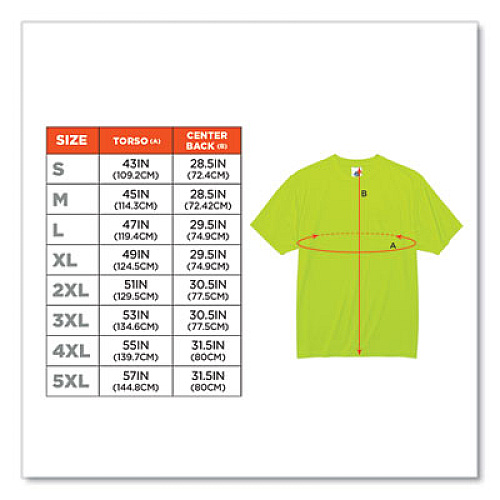 ergodyne GloWear 8089 Non-Certified Hi-Vis T-Shirt, Polyester, Large, Lime (21554)