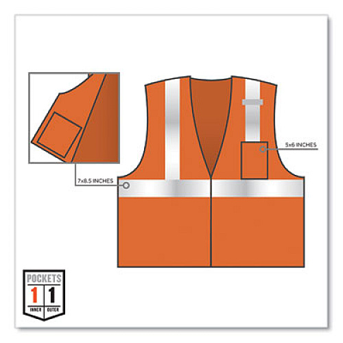 ergodyne GloWear 8210Z Class 2 Economy Mesh Vest, Polyester, Orange, Small/Medium (21043)