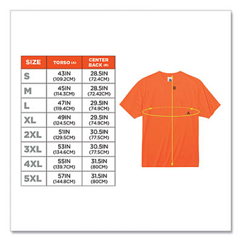 ergodyne GloWear 8089 Non-Certified Hi-Vis T-Shirt, Polyester, X-Large, Orange (21565)