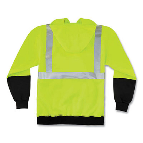 ergodyne GloWear 8293 Hi-Vis Class 2 Hooded Sweatshirt Black Bottom, Polar Fleece, 3X-Large, Lime (21687)