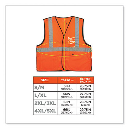 ergodyne GloWear 8216BA Class 2 Breakaway Mesh ID Holder Vest, Polyester, Small/Medium, Orange (21083)