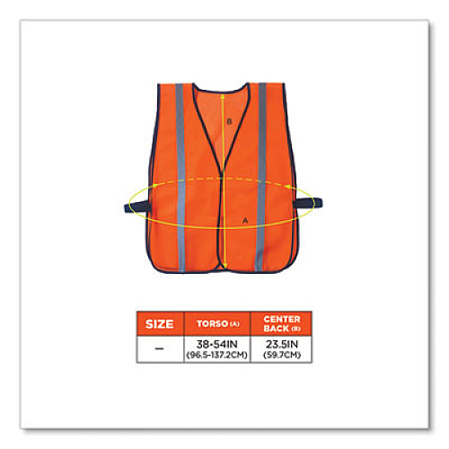 ergodyne GloWear 8020HL Non-Certified Standard Vest, Polyester, One Size Fits Most, Orange (20030)
