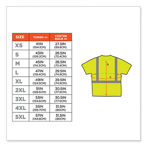 ergodyne GloWear 8289 Class 2 Hi-Vis T-Shirt, Polyester, Lime, Small (21502)