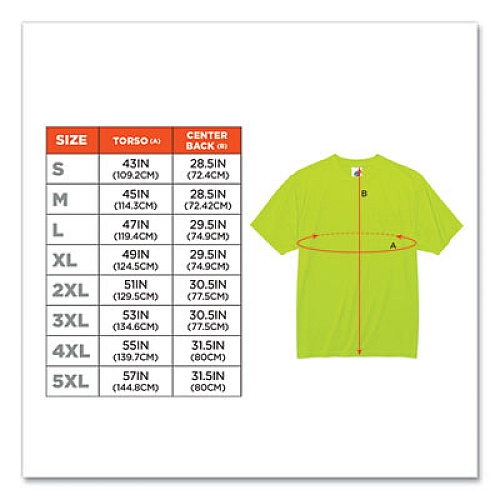 ergodyne GloWear 8089 Non-Certified Hi-Vis T-Shirt, Polyester, Medium, Lime (21553)