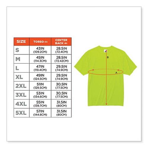 ergodyne GloWear 8089 Non-Certified Hi-Vis T-Shirt, Polyester, 3X-Large, Lime (21557)