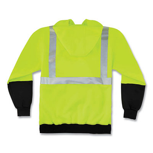ergodyne GloWear 8293 Hi-Vis Class 2 Hooded Sweatshirt Black Bottom, Polar Fleece, 2X-Large, Lime (21686)