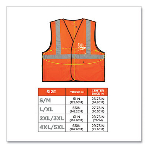 ergodyne GloWear 8216BA Class 2 Breakaway Mesh ID Holder Vest, Polyester, 4X-Large/5X-Large, Orange (21089)