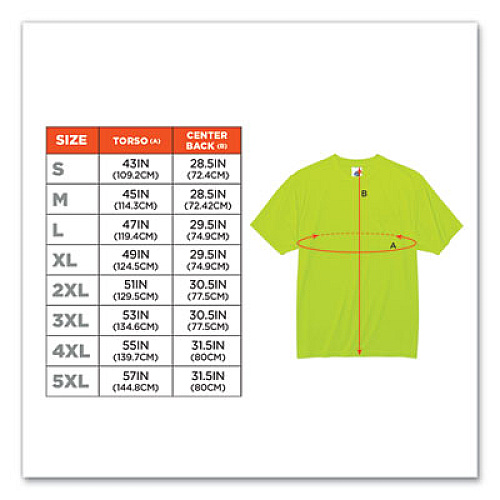 ergodyne GloWear 8089 Non-Certified Hi-Vis T-Shirt, Polyester, 5X-Large, Lime (21559)