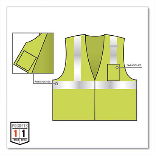 ergodyne GloWear 8210Z Class 2 Economy Mesh Vest, Polyester, Lime, X-Small (21051)