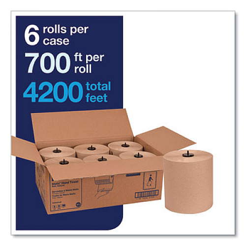 Tork Matic Hardwound Roll Towel, 1-Ply, 7.7" x 700 ft, Natural, 857/Roll, 6 Rolls/Carton (290088)