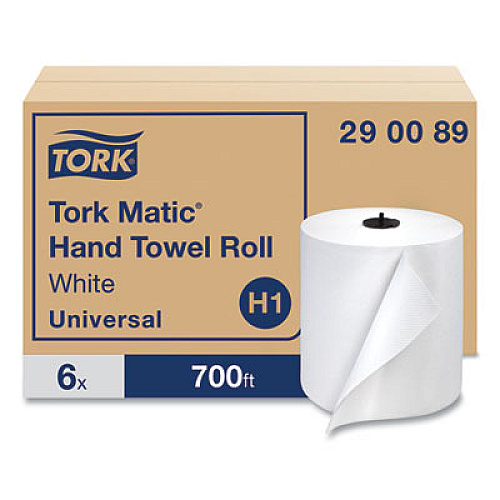 Tork Advanced Matic Hand Towel Roll, 1-Ply, 7.7" x 700 ft, White, 6 Rolls/Carton (290089)