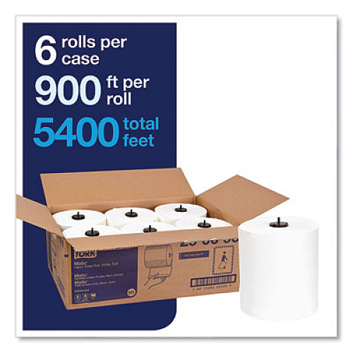 Tork Advanced Matic Hand Towel Roll, 1-Ply, 7.7" x 900 ft, White, 6 Rolls/Carton (290095)