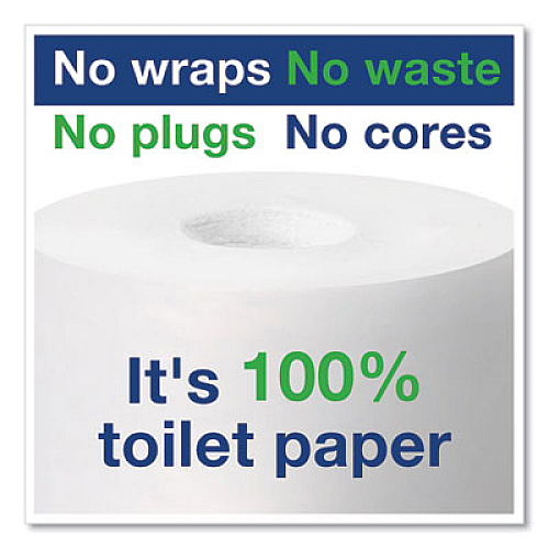 Tork Advanced High Capacity Bath Tissue, Coreless, Septic Safe, 2-Ply, White, 1,000 Sheets/Roll, 36 Rolls/Carton (472880)