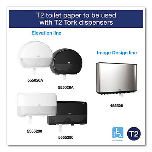Tork Advanced Jumbo Bath Tissue, Septic Safe, 2-Ply, 3.48" x 751 ft, White, 12 Rolls/Carton (11020602)