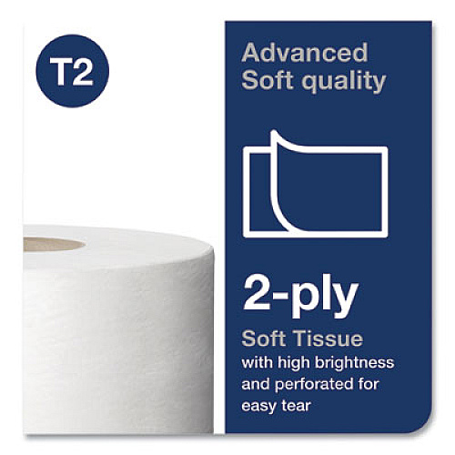 Tork Advanced Jumbo Bath Tissue, Septic Safe, 2-Ply, 3.48" x 751 ft, White, 12 Rolls/Carton (11020602)