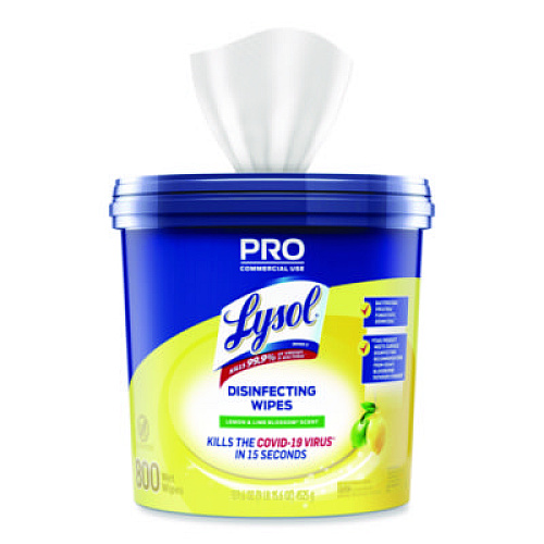 LYSOL Brand Professional Disinfecting Wipe Bucket, 1-Ply, 6 x 8, Lemon and Lime Blossom, White, 800 Wipes/Bucket, 2 Buckets/Carton (99856CT)