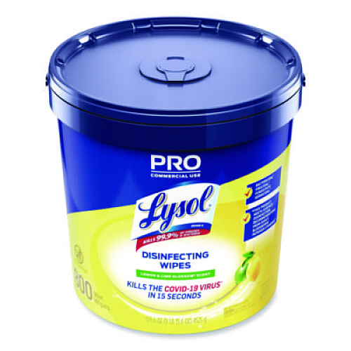 LYSOL Brand Professional Disinfecting Wipe Bucket, 1-Ply, 6 x 8, Lemon and Lime Blossom, White, 800 Wipes/Bucket, 2 Buckets/Carton (99856CT)