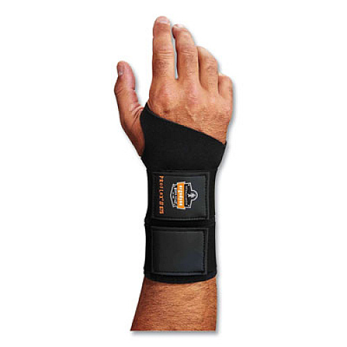 ergodyne ProFlex 675 Ambidextrous Double Strap Wrist Support, Medium, Fits Left/Right Hand, Black (16623)