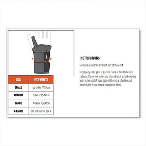 ergodyne ProFlex 670 Ambidextrous Single Strap Wrist Support, X-Large, Fits Left/Right Hand, Black (16615)